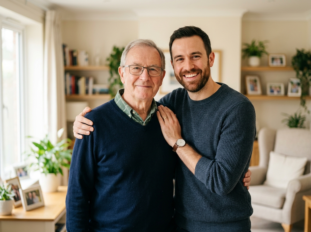 Padre e hijo abrazándose
